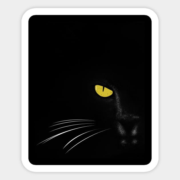 Black Cat Face Sticker by Rishirt